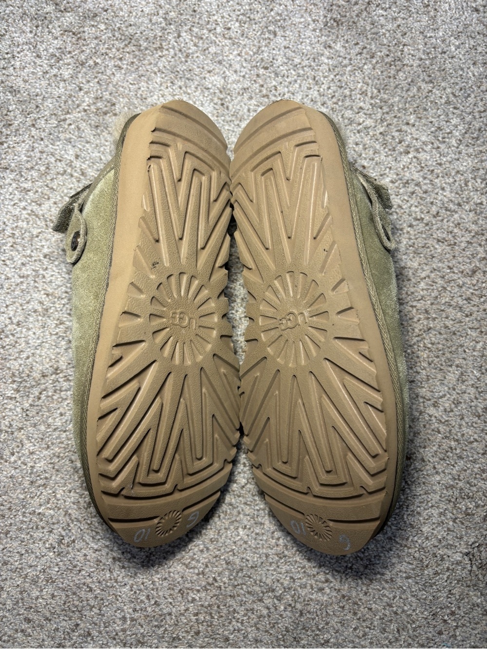 UGG Lanah Olive Suede Clog Women’s Size 6 Slippers moccasins Slip on Sherpa - Picture 3 of 7